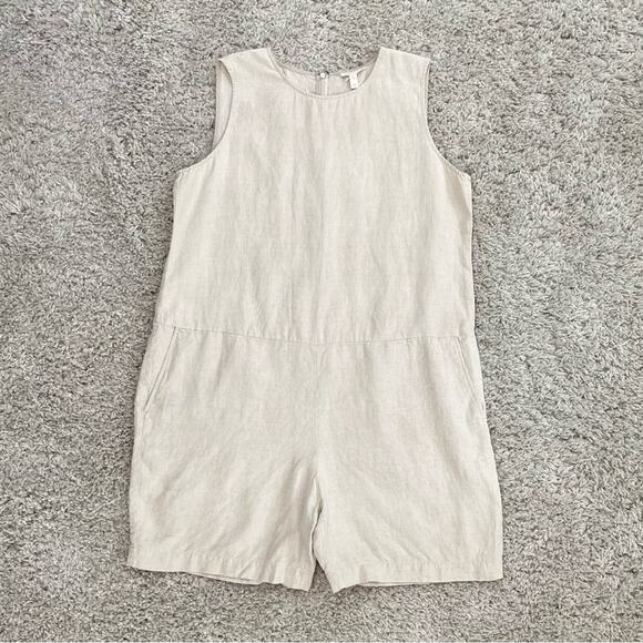 Eileen Fisher Organic Linen Relaxed Romper/Jumpsuit Women’s s Size Large - Picture 7 of 13